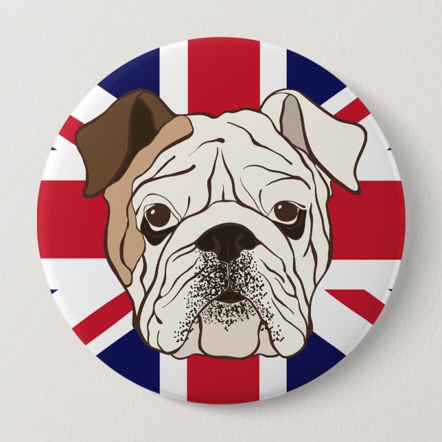 Englischer Bulldoggen-u. Gewerkschafts-Jack-runder Button (Vorderseite)