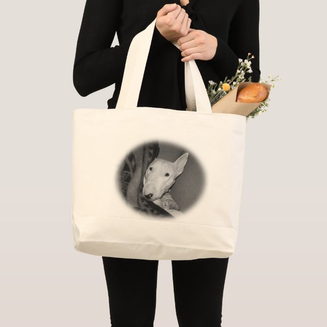 Englischer Bullterrier Snuggled unter einer Decke Jumbo Stoffbeutel (Vorderseite (Produkt))