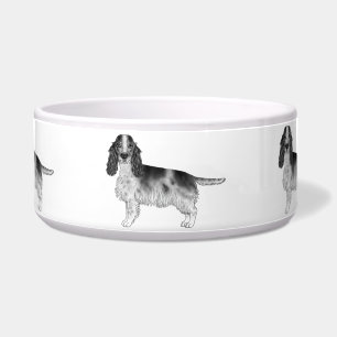 Englischer Cocker Spaniel Entwurf in Schwarz und W Napf