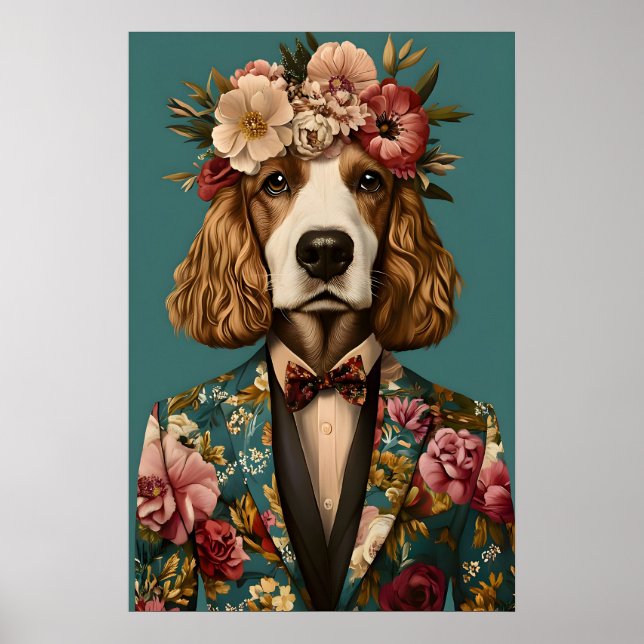 Englischer Cocker Spaniel im Anzug Poster, Cocker Poster (Vorne)