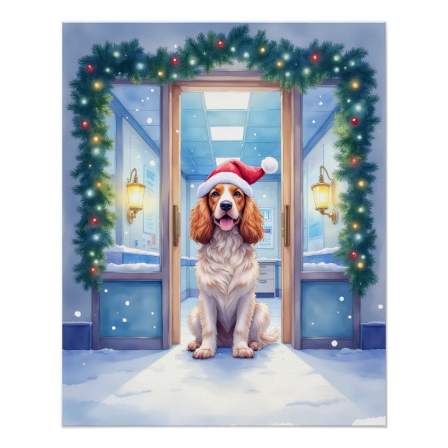 Englischer Cocker Spaniel Krankenstation Santa Hut Poster (Vorderseite)