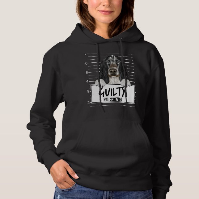 Englischer Cocker Spaniel Mugshot Schuldiger Hund Hoodie (Vorderseite)
