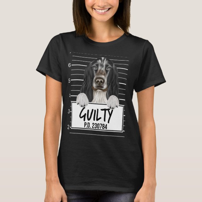 Englischer Cocker Spaniel Mugshot Schuldiger Hund T-Shirt (Vorderseite)