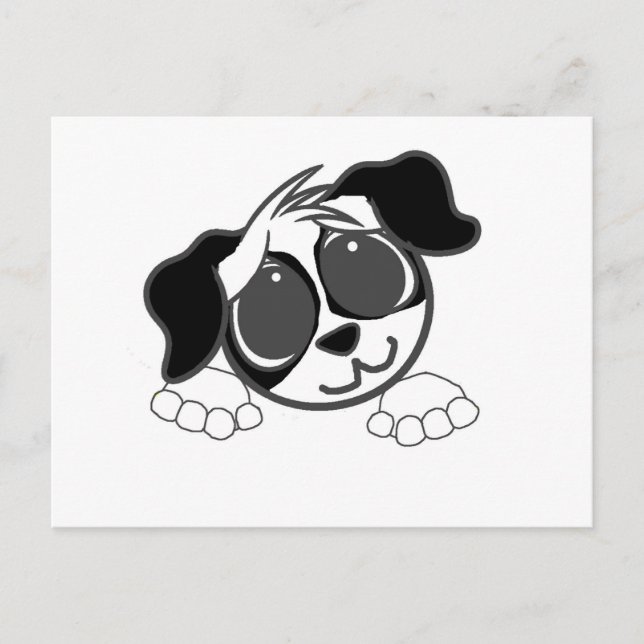 englischer Cocker spaniel Schwarz-Weiß-Pechkarren Postkarte (Vorderseite)