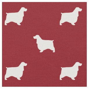 Englischer Cocker Spaniel Silhouetten Rot und Weiß Stoff