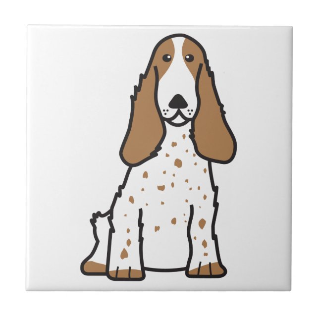 Englischer Cockerspaniel-HundeCartoon Fliese (Vorderseite)