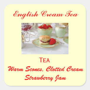 Englischer Creme-Tee-Baking-Aufkleber Quadratischer Aufkleber