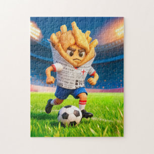 Englischer Fish-and-Chips-Fußballspieler-Charakter Puzzle