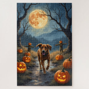 Englischer Foxhound Mondlicht Halloween-Weg Kunst Puzzle