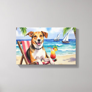 Englischer Fuchsjagdhund am Strand Leinwanddruck