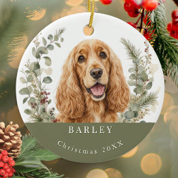 Englischer Golden Cocker Spaniel Wasserfarben Weih Keramik Ornament