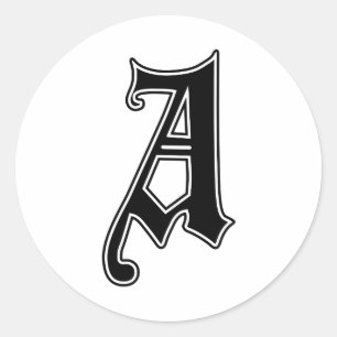 Englischer gotischer Monogramm-Buchstabe A Runder Aufkleber
