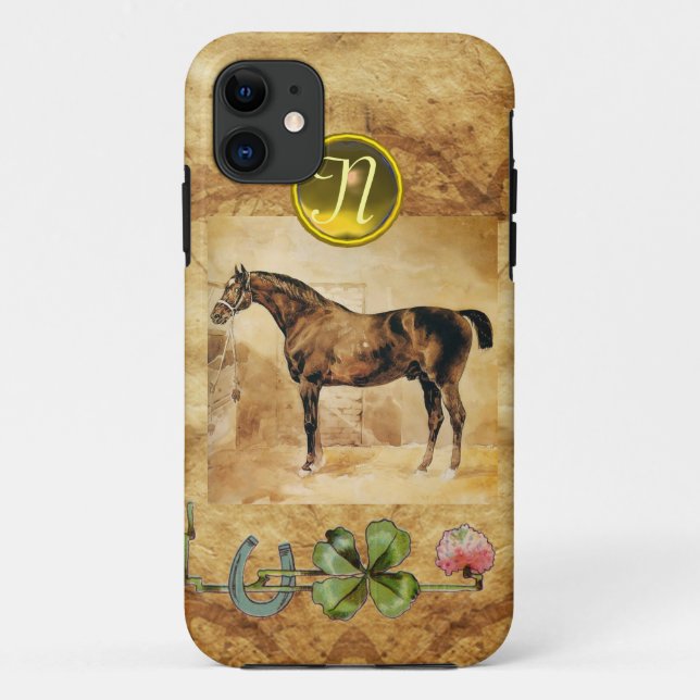 ENGLISCHER HORSE, HORSESHOE UND KLEEBLATT-MONOGRAM Case-Mate iPhone HÜLLE (Rückseite)