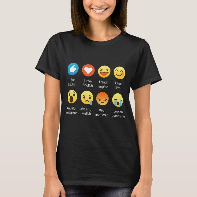 Englischer Lehrer Emojis Emoticons-lustiges T-Shirt (Vorderseite)