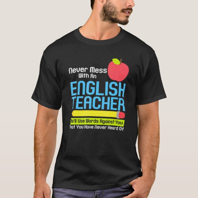 Englischer Lehrer Spaß Lesen von Büchern Vokabular T-Shirt (Vorderseite)