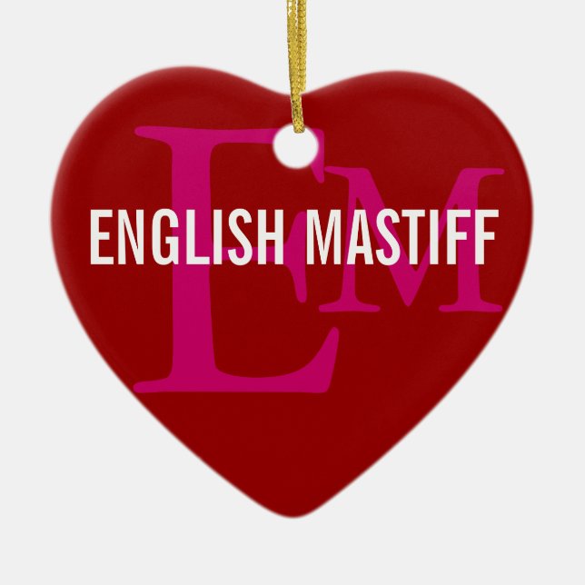 Englischer Mastiff-Monogramm-Entwurf Keramik Ornament (Vorne)