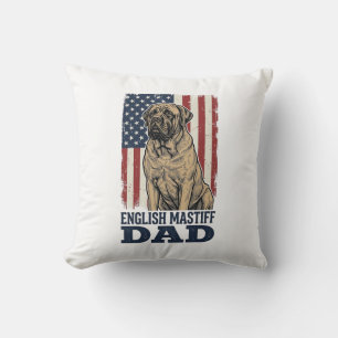 Englischer Mastiff-Vater Patriotisches Vintage-Hun Kissen