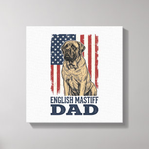 Englischer Mastiff-Vater Patriotisches Vintage-Hun Leinwanddruck