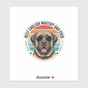 Englischer Mastiff-Vater Vintage-Sonnenuntergang-H Aufkleber
