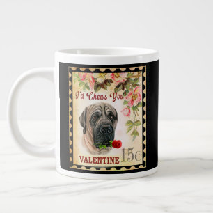 Englischer Mastiff Vintag Valentine Hund mit Rose Jumbo-Tasse