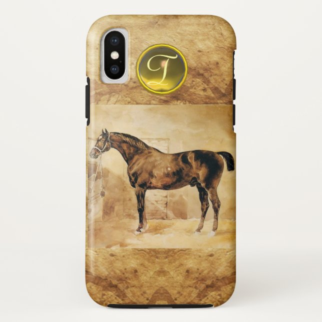 ENGLISCHER PFERD IM STABILEN BROWPARKIERMONOGRAM Case-Mate iPhone HÜLLE (Rückseite)