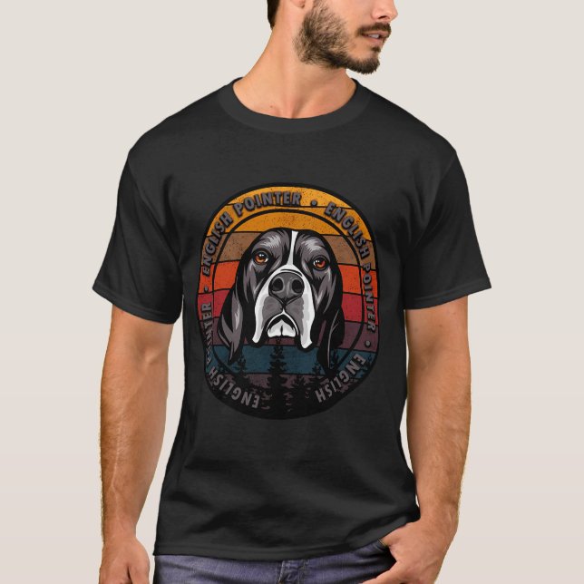 Englischer Pointer bedrängter Sonnenuntergang Retr T-Shirt (Vorderseite)