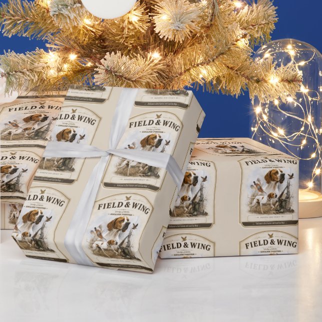 Englischer Pointer   Geschenkpapier (Feiertage)