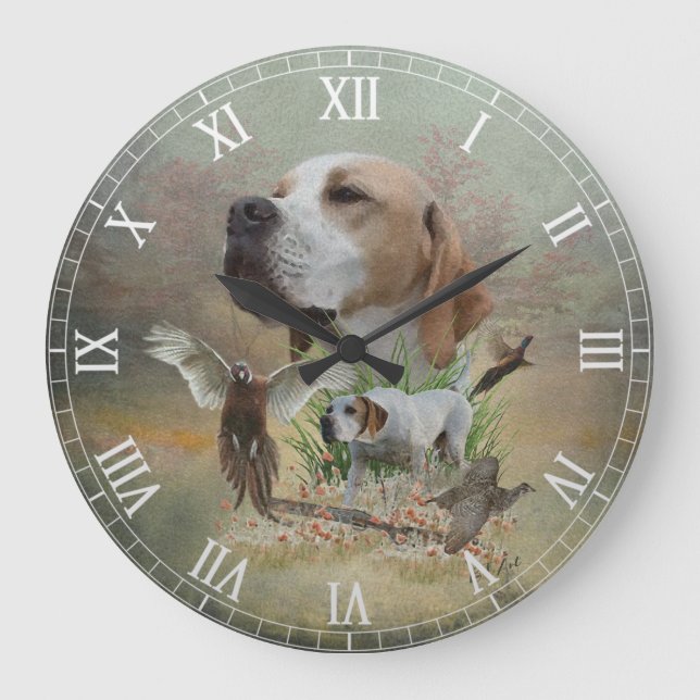 Englischer Pointer  Große Wanduhr (Vorderseite)