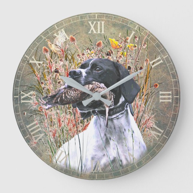 Englischer Pointer Große Wanduhr (Vorderseite)