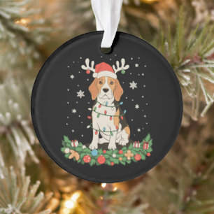 Englischer Pointer-Hund Rentierhut Weihnachtslicht Ornament