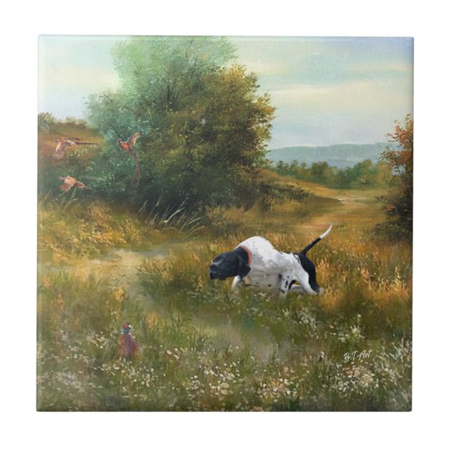 Englischer Pointer Point Fliese (Vorderseite)
