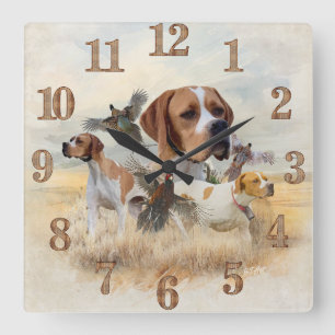 Englischer Pointer Quadratische Wanduhr