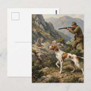 Englischer Pointer, Rebhuhn-Jagd Postkarte