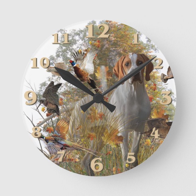 Englischer Pointer  Runde Wanduhr (Vorderseite)