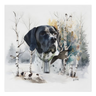 Englischer Pointer, Waldschnepfen-Jagdsaison, Kuns Fotodruck