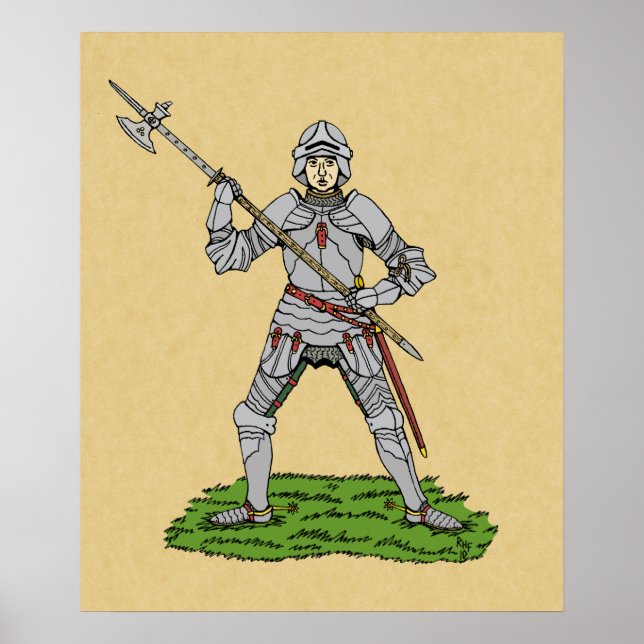 Englischer Ritter des fünfzehnten Jahrhunderts Poster (Vorne)