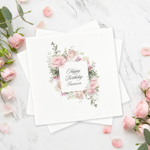 Englischer Rosengarten Floral Geburtstag Serviette