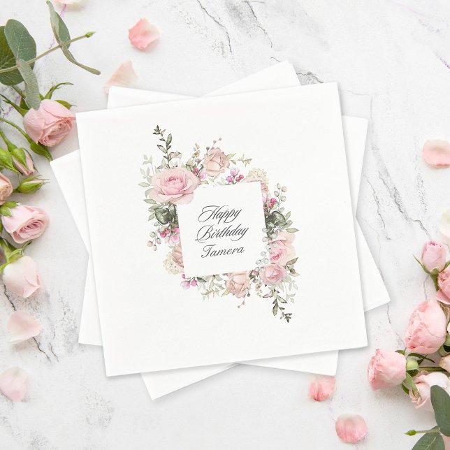 Englischer Rosengarten Floral Geburtstag Serviette (Von Creator hochgeladen)