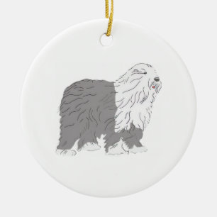 Englischer Schäferhund Keramik Ornament