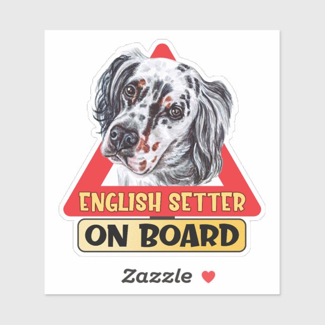 Englischer Setter an Bord Hunde rotes Verkehrszeic Aufkleber (Blatt)