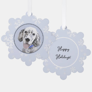 Englischer Setter Blue Belton Malerei Hund Kunst Ornament Karte