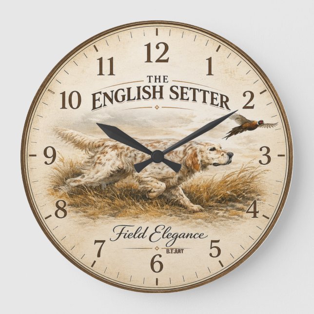 ENGLISCHER SETTER, Die Kunst der Jagd Große Wanduhr (Vorderseite)