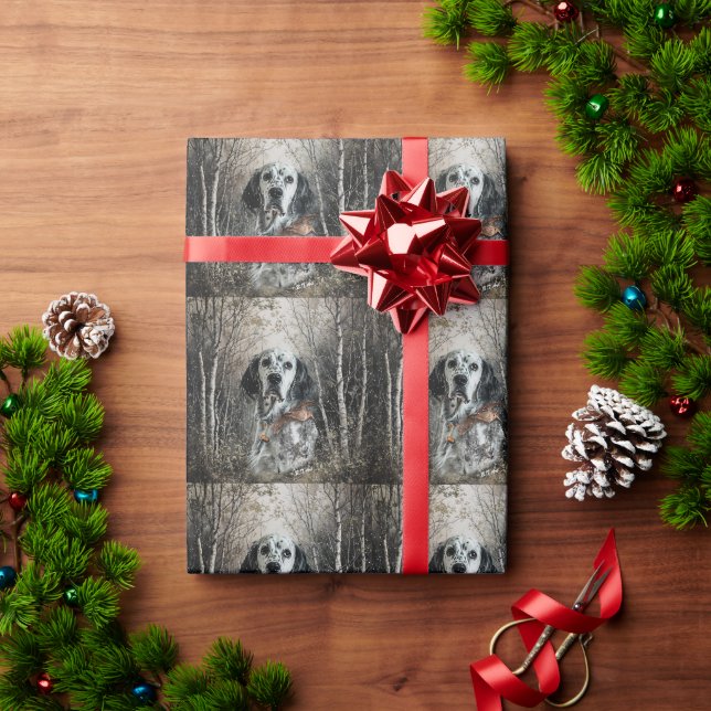 Englischer Setter  Geschenkpapier (Feiertagsgeschenk)