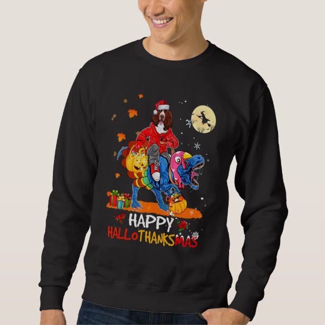 Englischer Setter Glückliches Hallothanksmas Hallo Sweatshirt (Vorderseite)