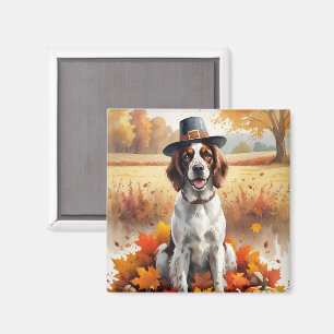 Englischer Setter im Herbst hinterlässt Erntedank Magnet
