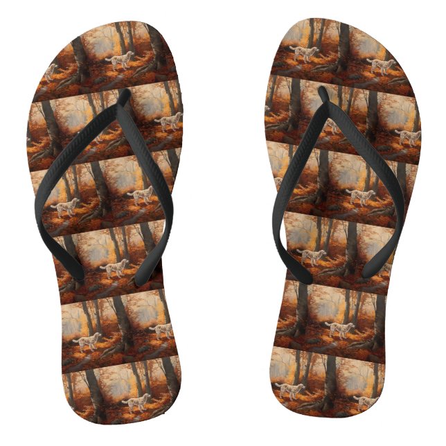 Englischer Setter im Herbst Leaves Fall Inspiriert Flip Flops (Fußbett)