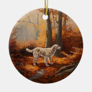 Englischer Setter im Herbst Leaves Fall Inspiriert Keramik Ornament