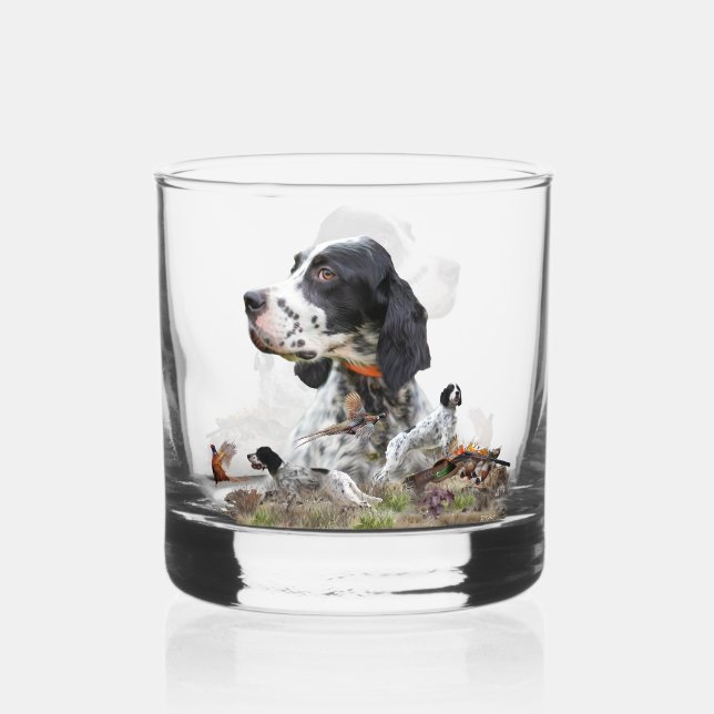 Englischer Setter, Jagd Whiskyglas (Vorderseite)