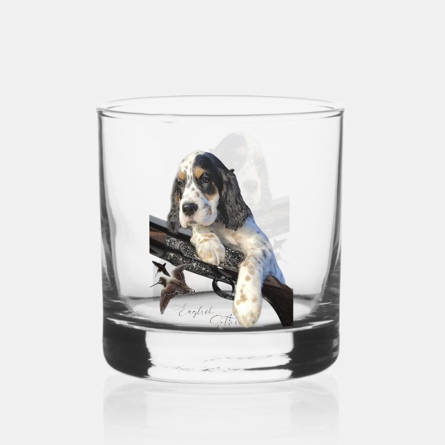 Englischer Setter, Jagd Whiskyglas (Vorderseite)