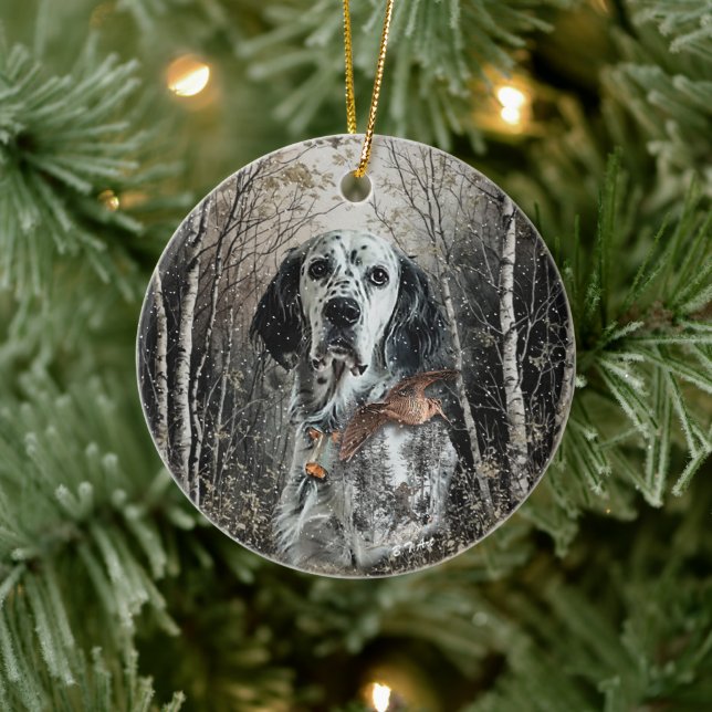 Englischer Setter  Keramik Ornament (Baum)